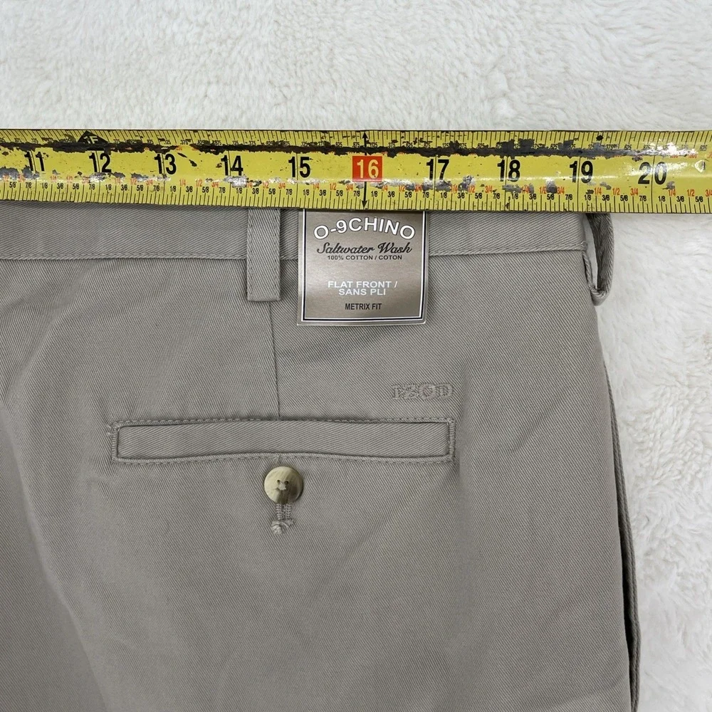 IZOD Slacks Saltwater Double Pleat Cuffed Cotton Chino Pants 38x30 Beige Khakis